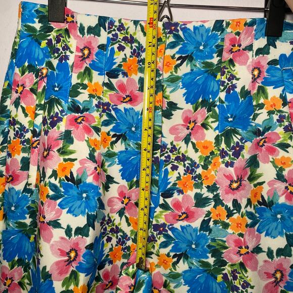Zara Women size Large Colorful Floral High Waisted Trousers Dress Pants Pleated - Picture 10 of 11